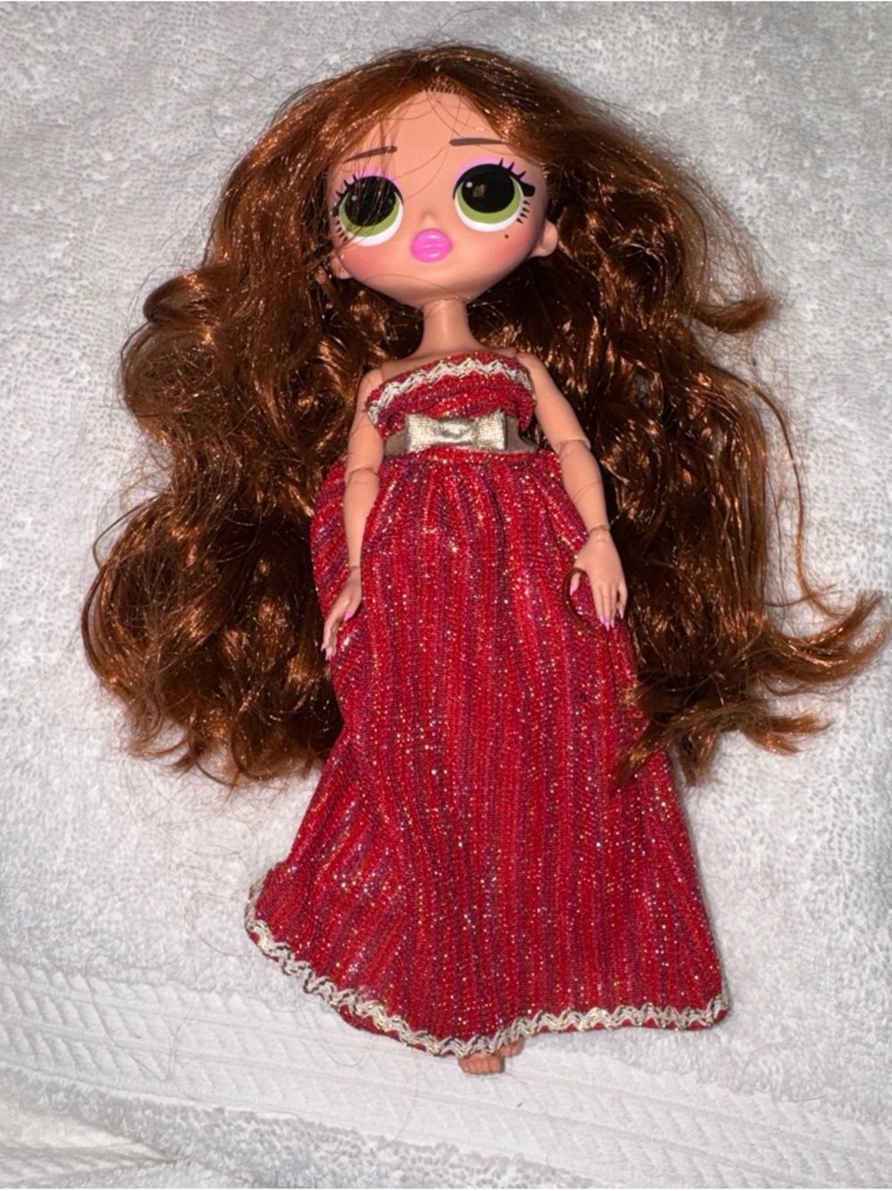 L.O.L. Surprise! Red Glitter Strapless Doll Gown with Gold Trim